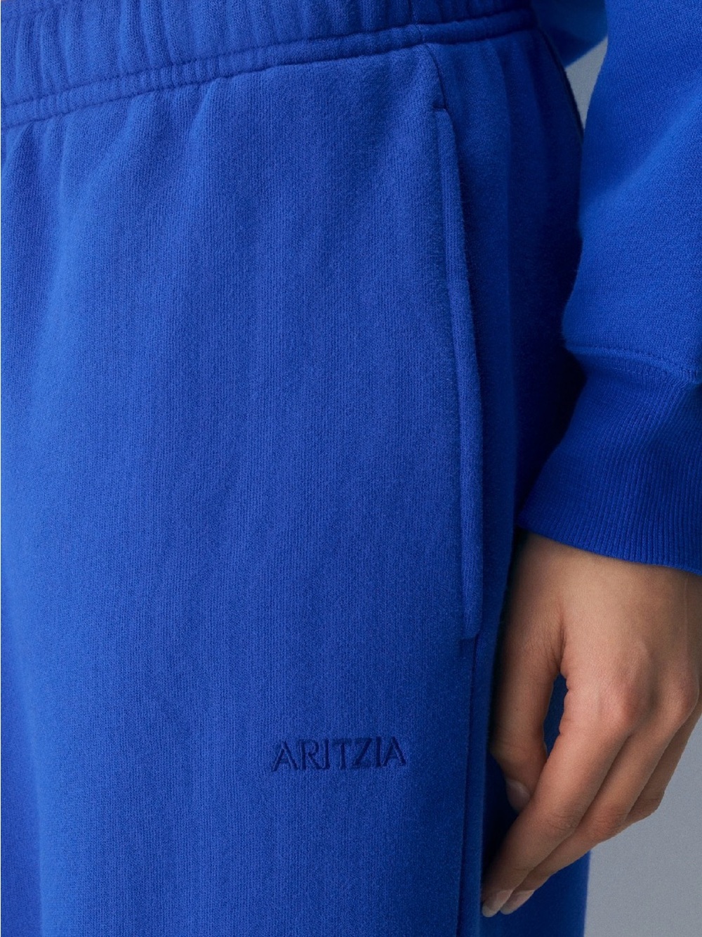 Aritzia Cozy Sweatfleece Boyfriend Wide Sweatpants in Jazz Blue - Picture 2 of 6